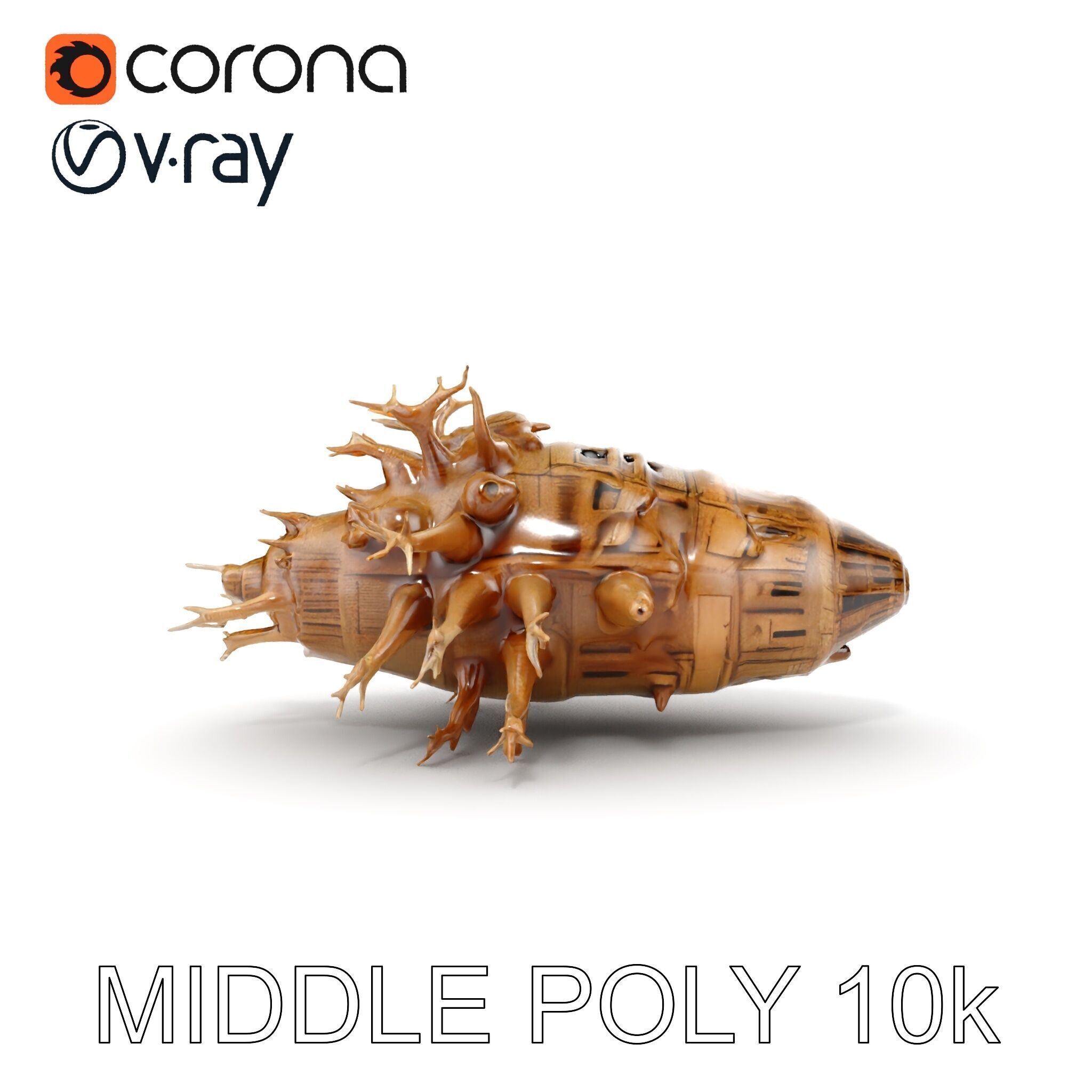 Alien Vessel model pack with organic structure Low-poly 3D model_17