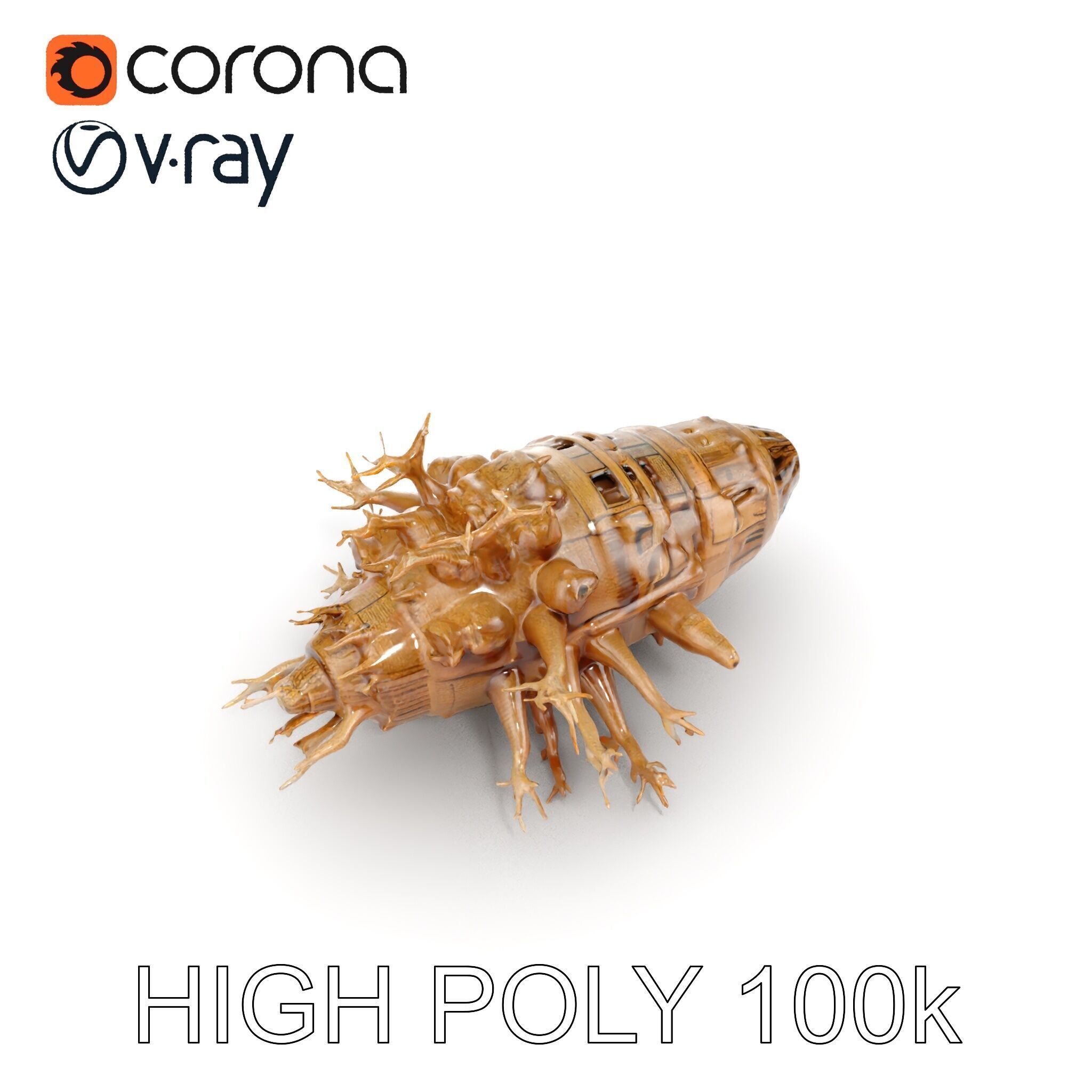 Alien Vessel model pack with organic structure Low-poly 3D model_34