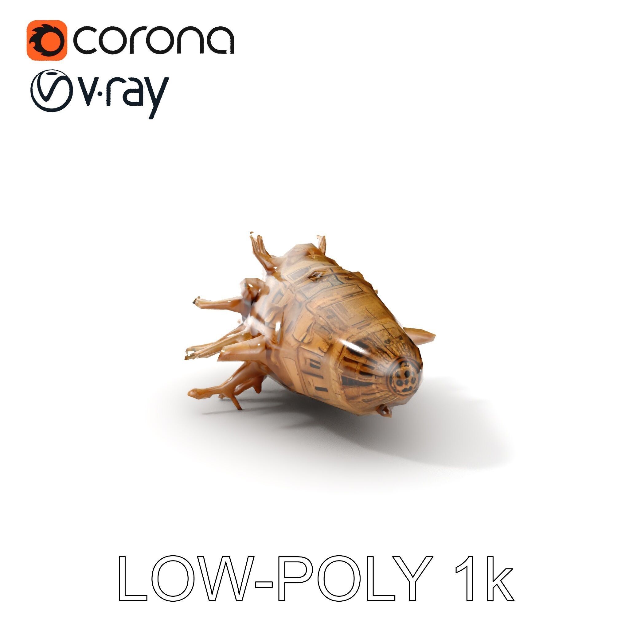 Alien Vessel model pack with organic structure Low-poly 3D model_26