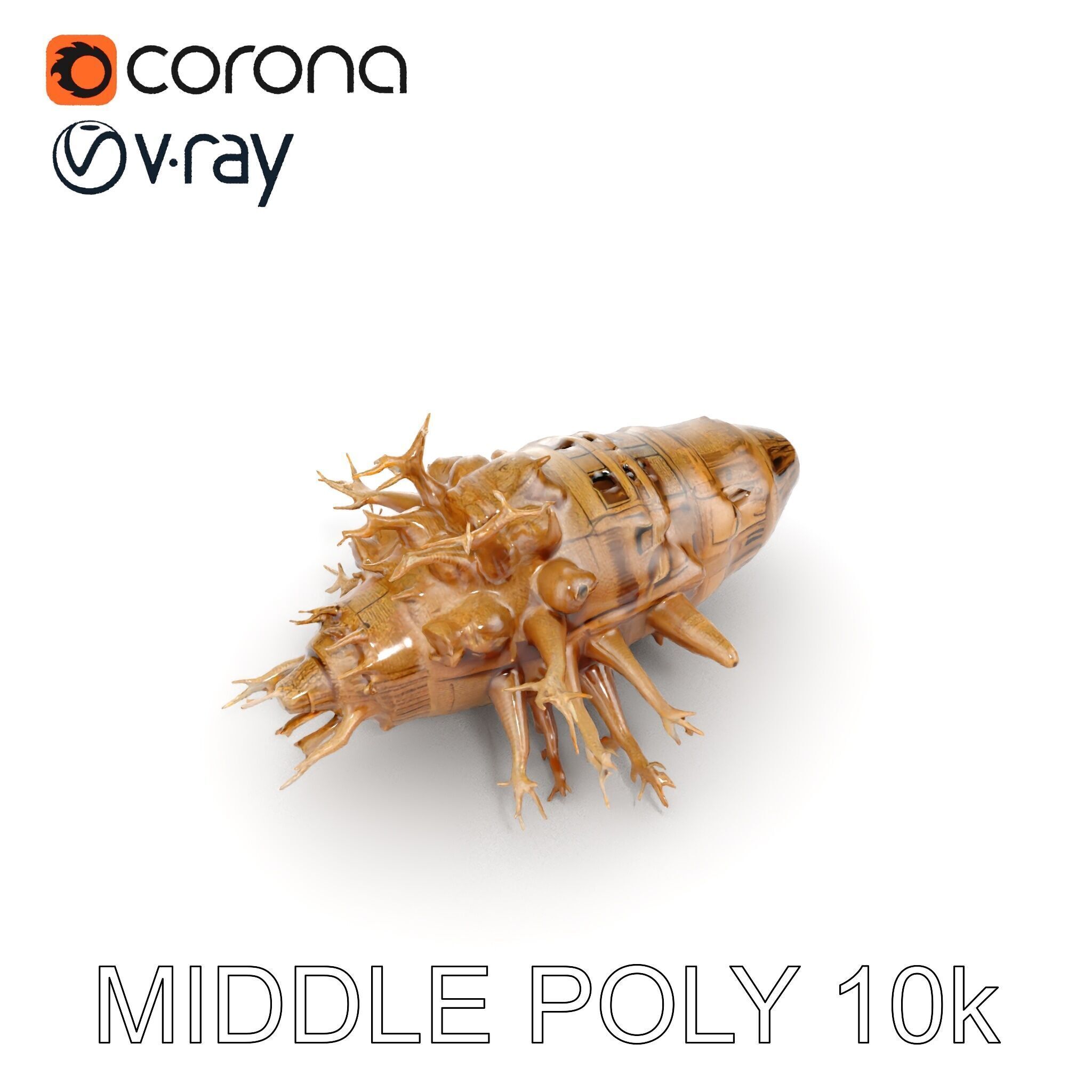 Alien Vessel model pack with organic structure Low-poly 3D model_32