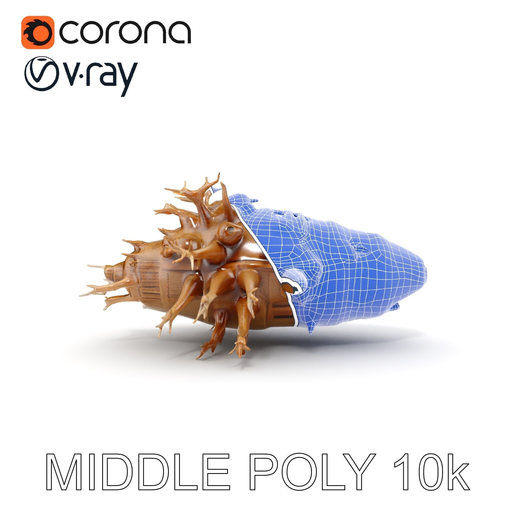 Alien Vessel model pack with organic structure Low-poly 3D model_29