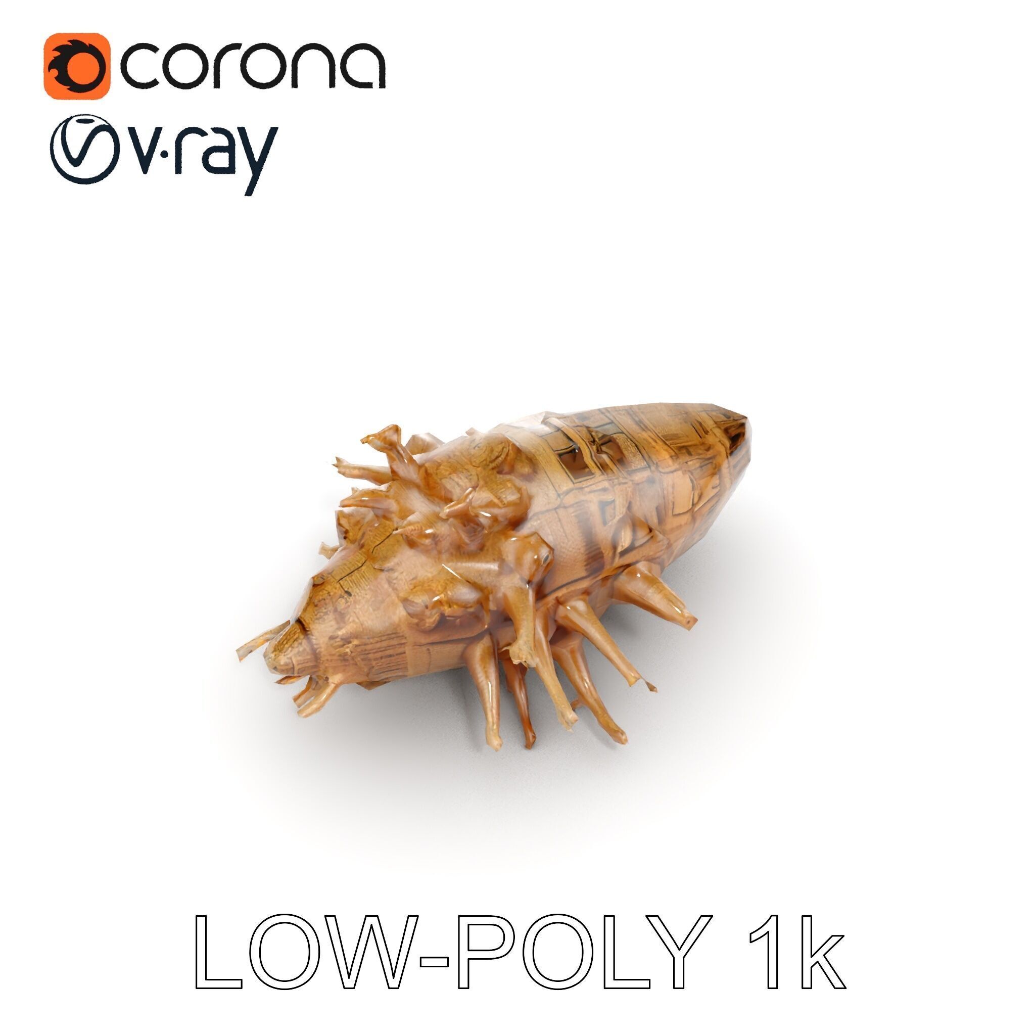 Alien Vessel model pack with organic structure Low-poly 3D model_7