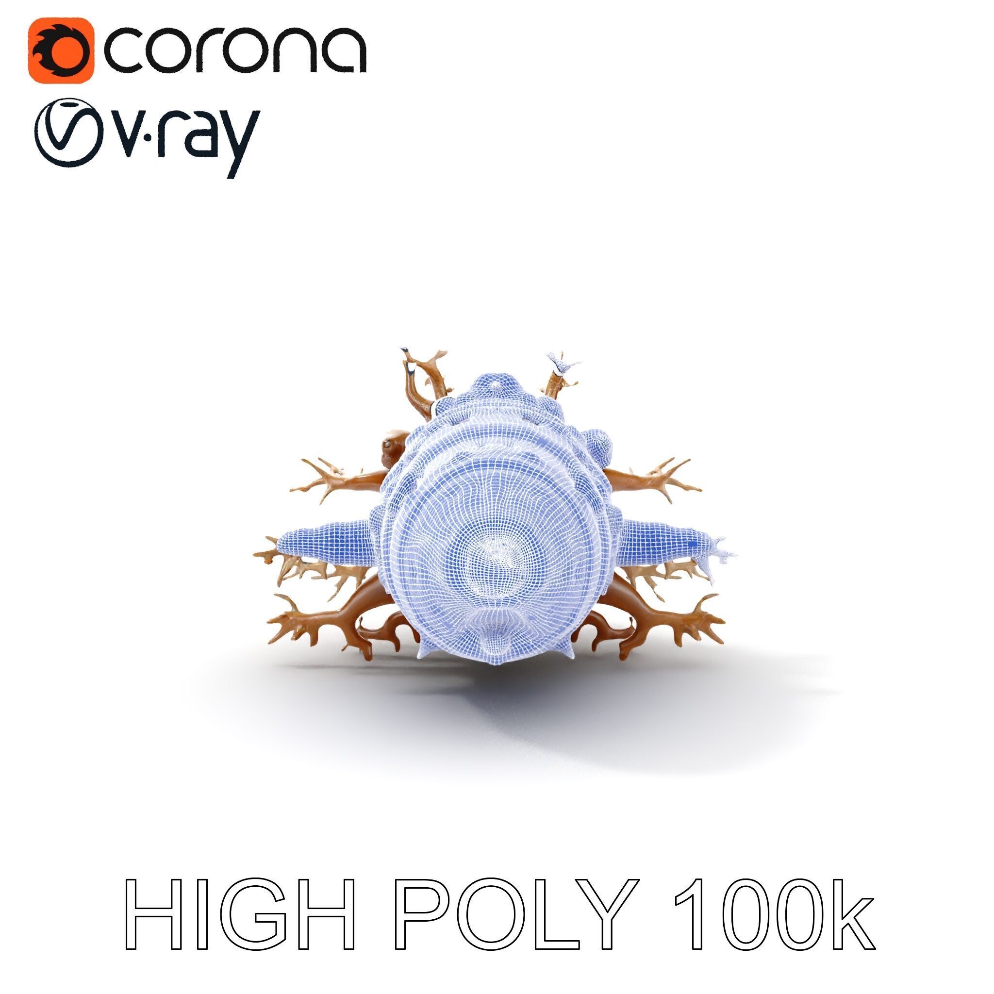 Alien Vessel model pack with organic structure Low-poly 3D model_8