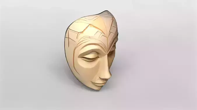 Stylized Wooden Tribal Mask 3D Model