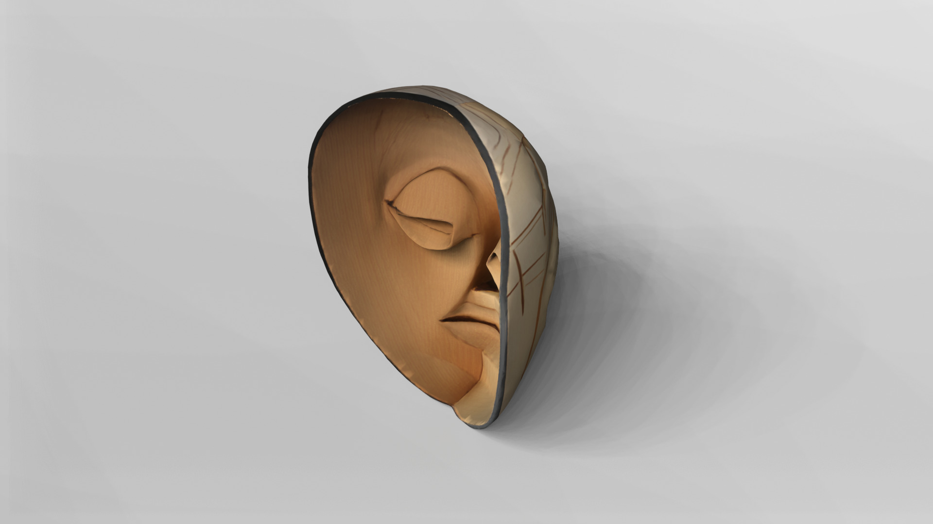 Stylized Wooden Tribal Mask 3D Model 3D model_4