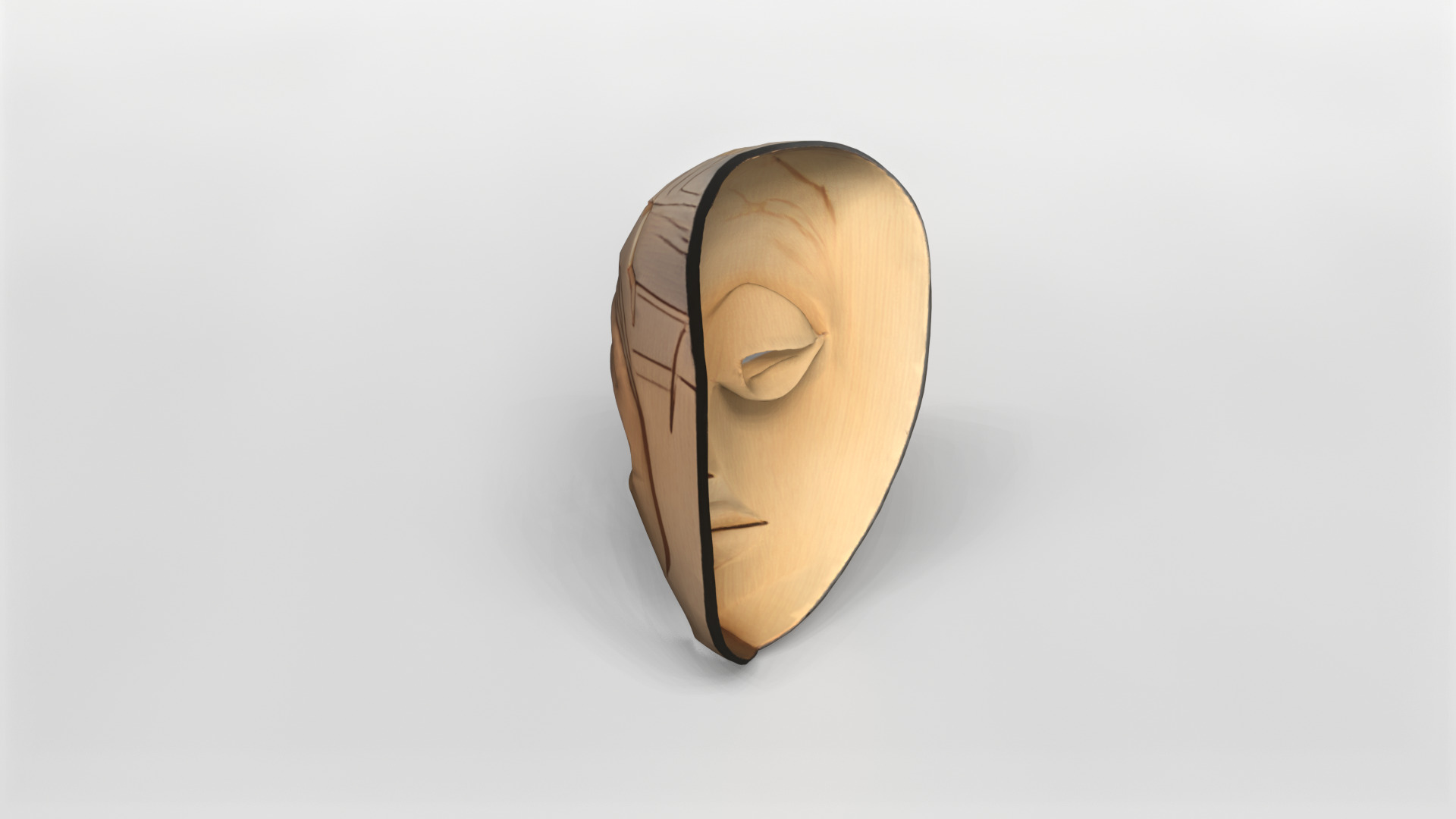 Stylized Wooden Tribal Mask 3D Model 3D model_3