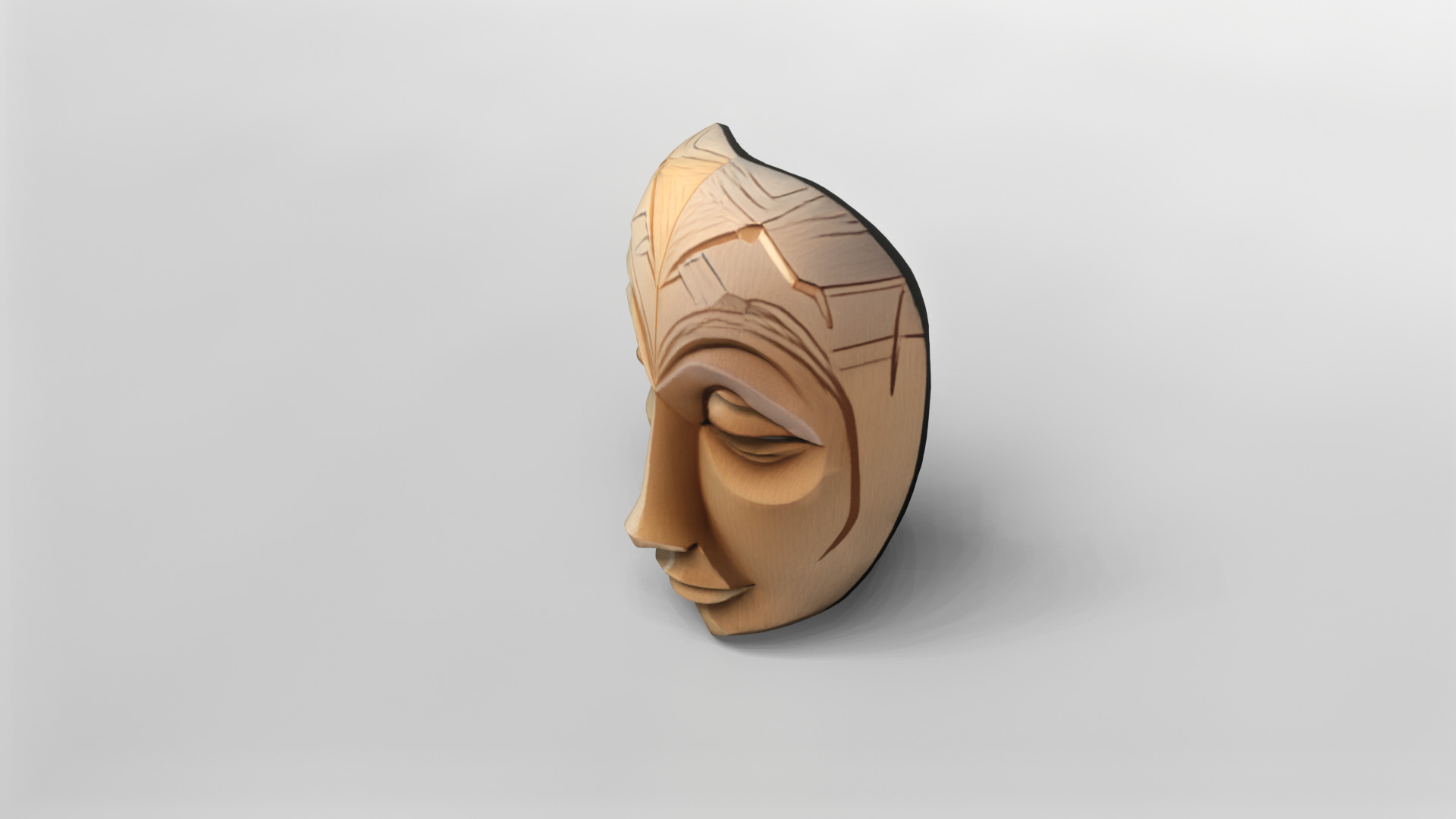 Stylized Wooden Tribal Mask 3D Model 3D model_2