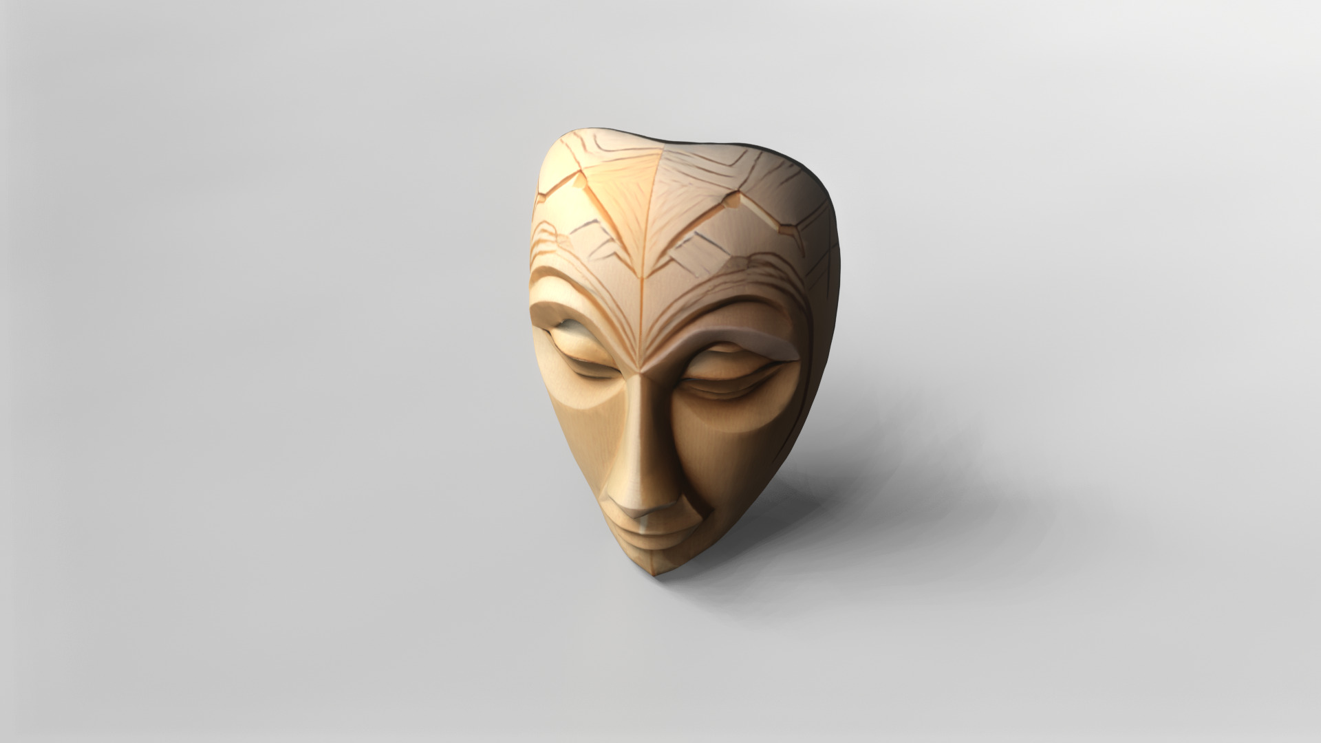 Stylized Wooden Tribal Mask 3D Model 3D model_1