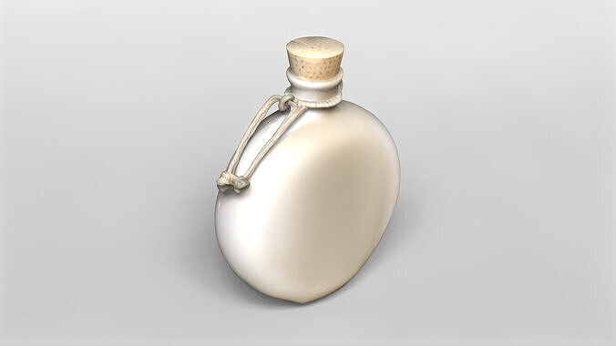 Ceramic Round Flask with Cork Stopper and Rope Detail 3D model