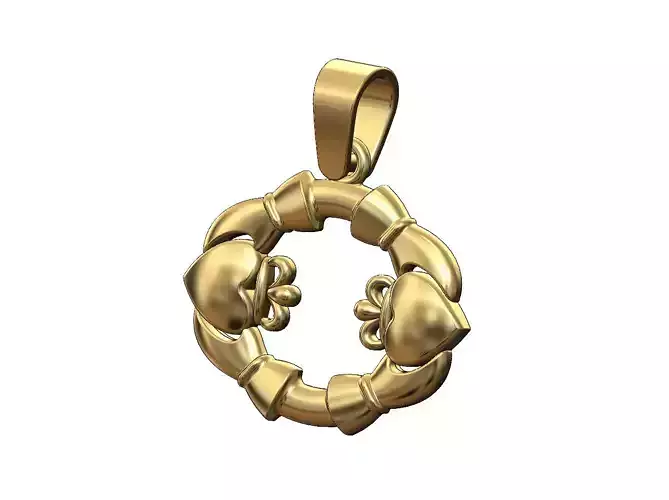 Open Claddagh heart crown sides pendant charm with bail