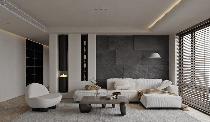 modern living room interior scenes 173 3D model