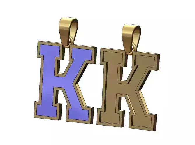 K enamel varsity letter sports letterman jersey pendant charm 3D print model