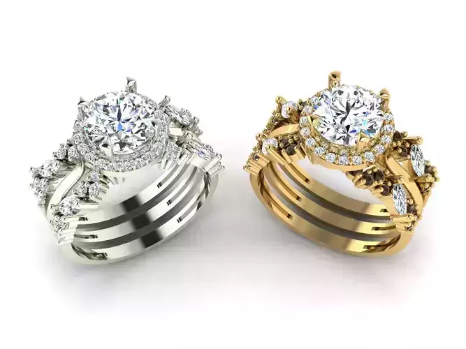 Two piece solitaire ring