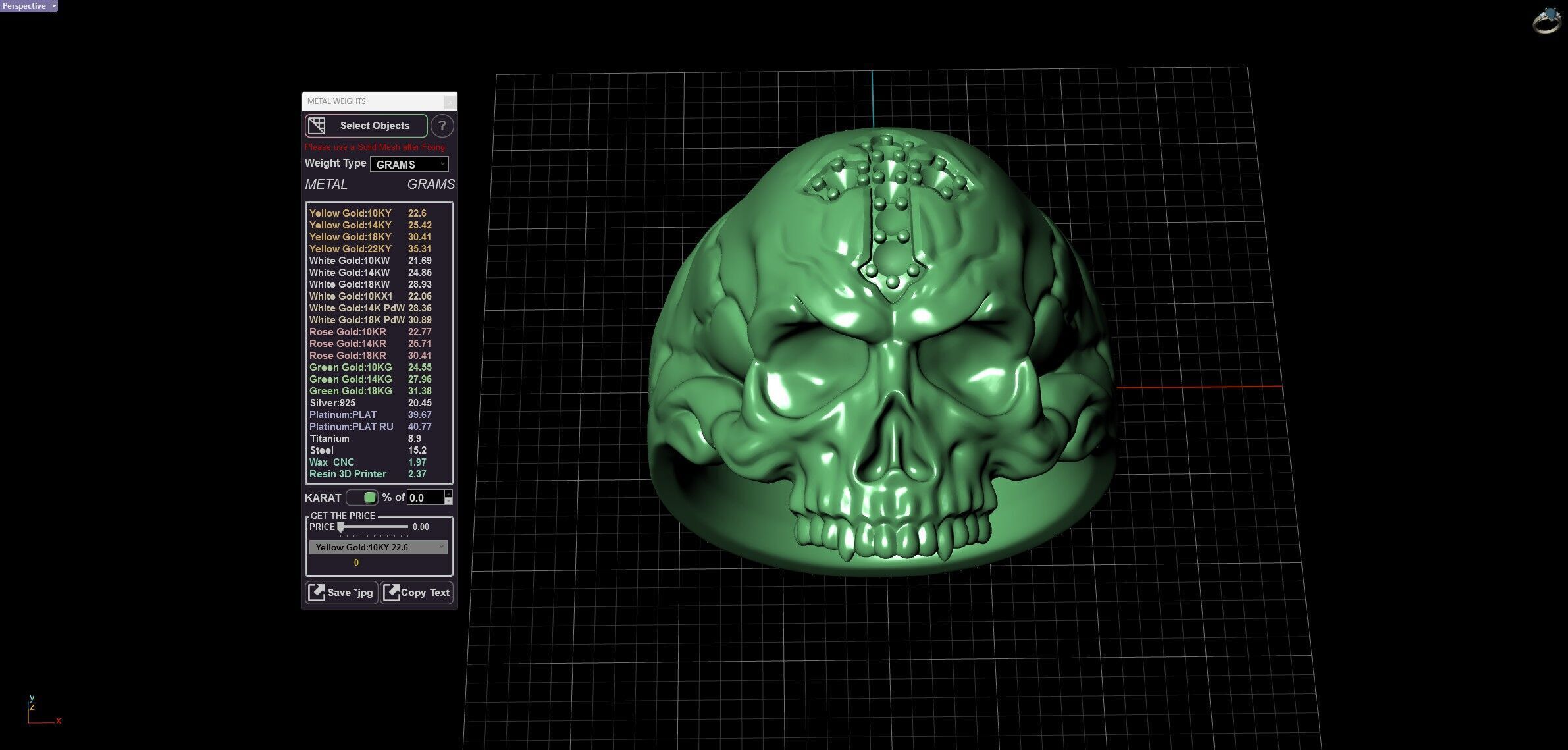 Skull Head Gothic Cross Ring with Black Diamond 3D print model_12