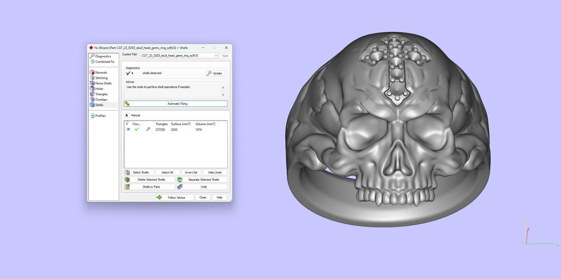 Skull Head Gothic Cross Ring with Black Diamond 3D print model_14