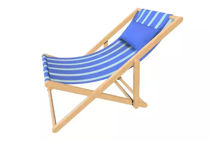 Striped Wooden Beach  Deck Chair