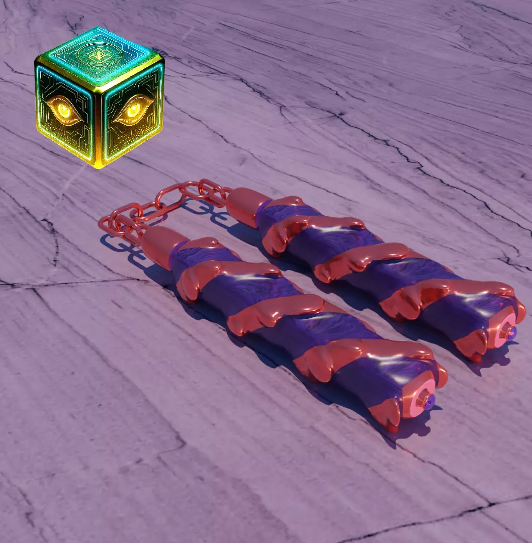 Purple dragon nunchaku 3D print model_0