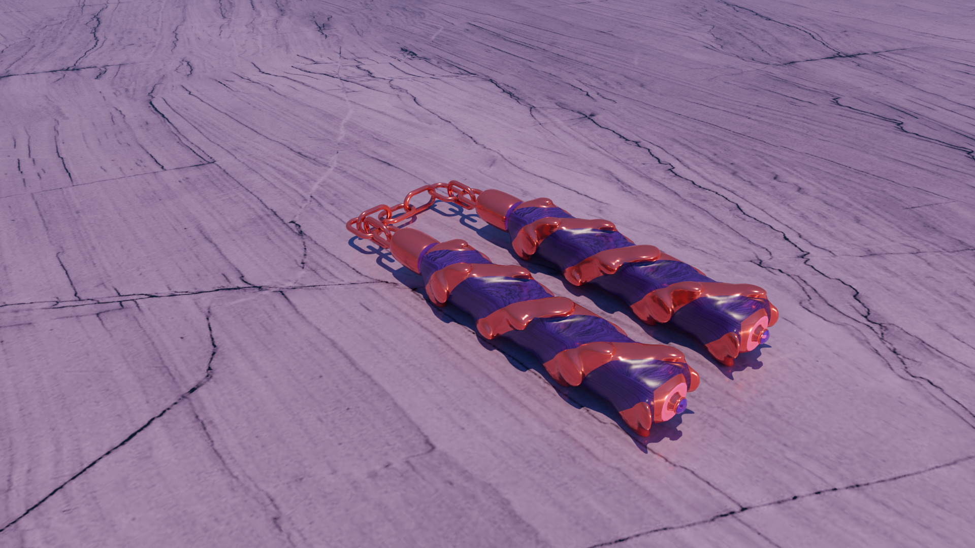 Purple dragon nunchaku 3D print model_4