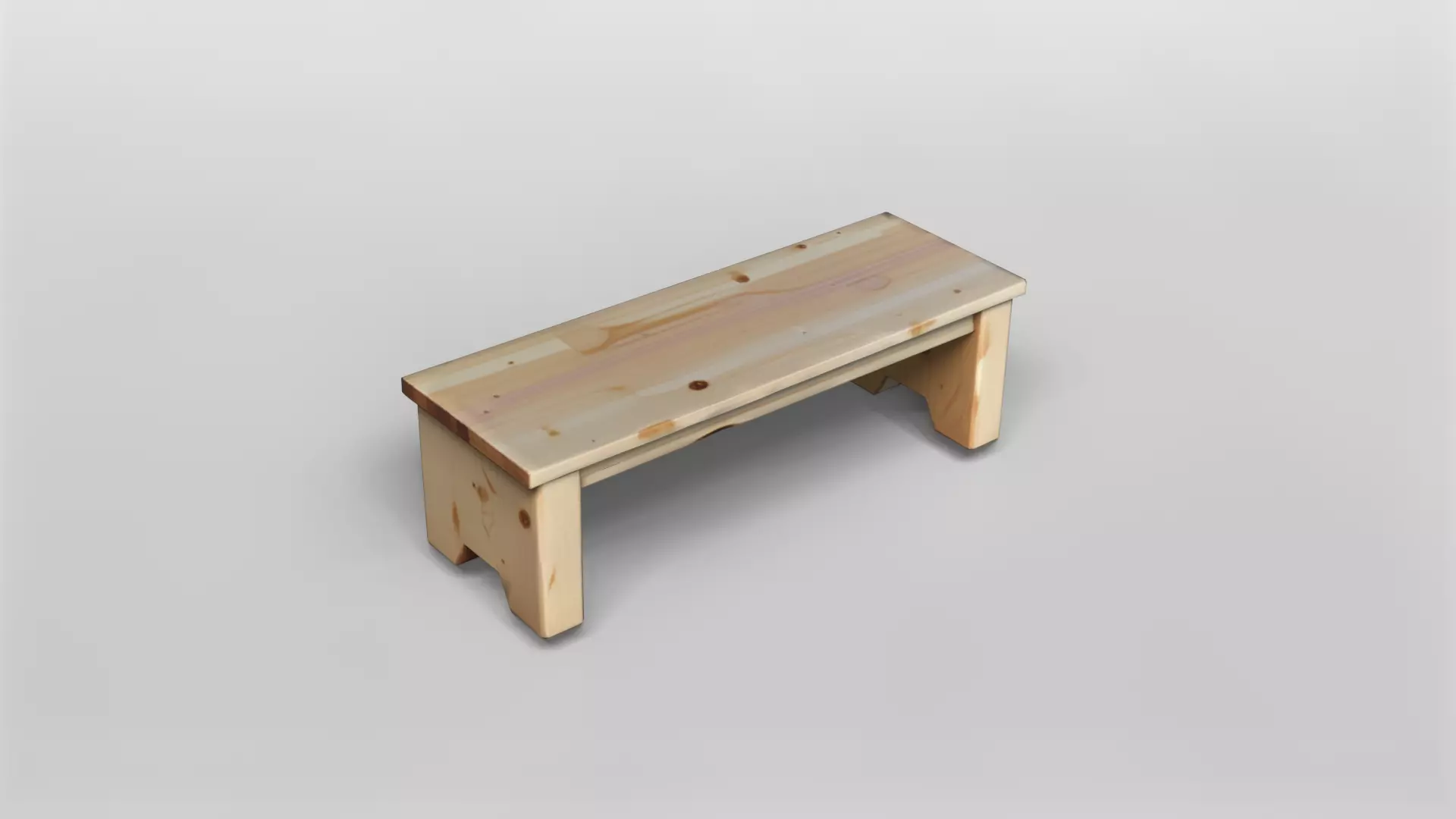Minimalist Wooden Bench 3D Model 3D model_0