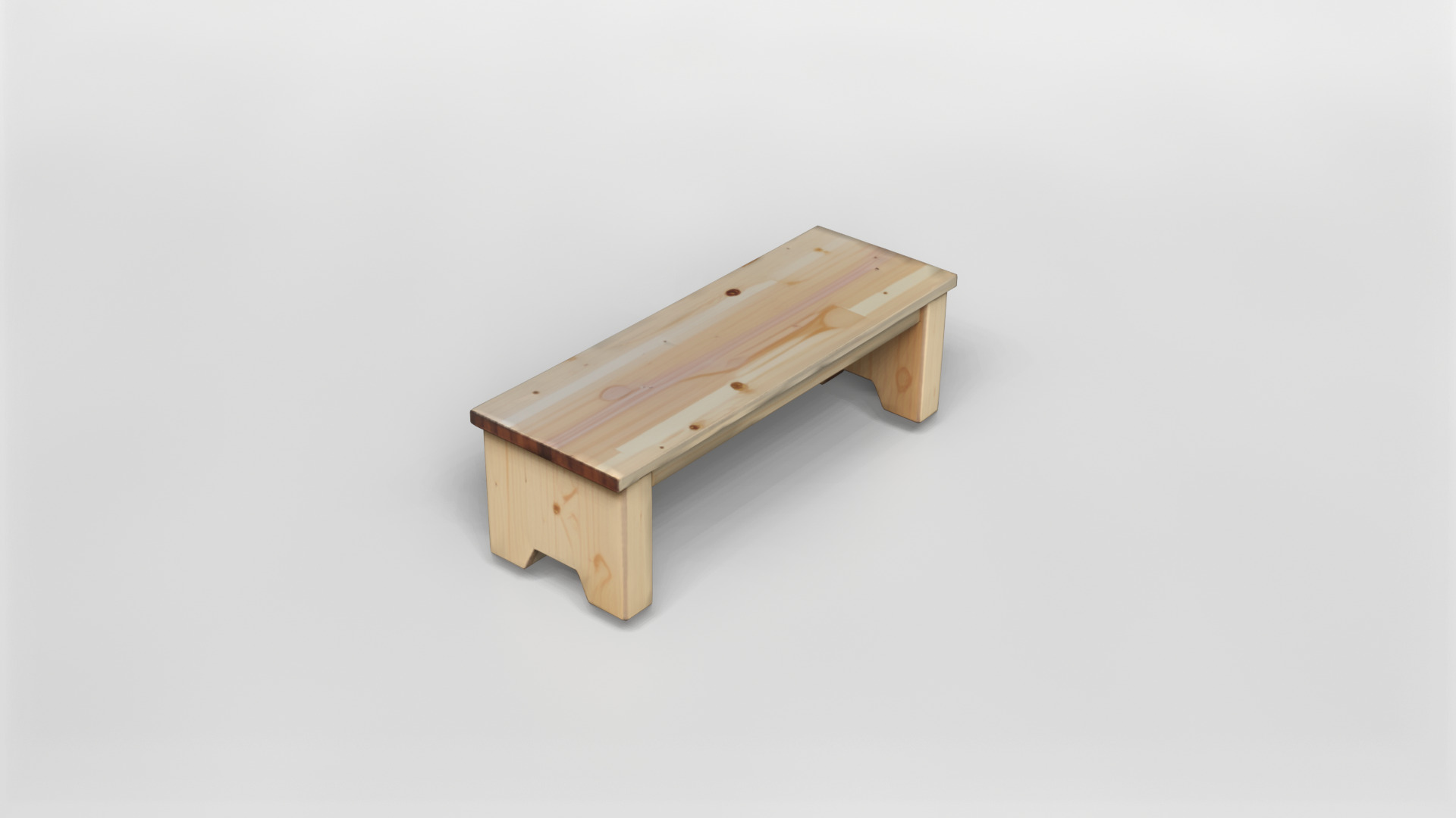 Minimalist Wooden Bench 3D Model 3D model_3