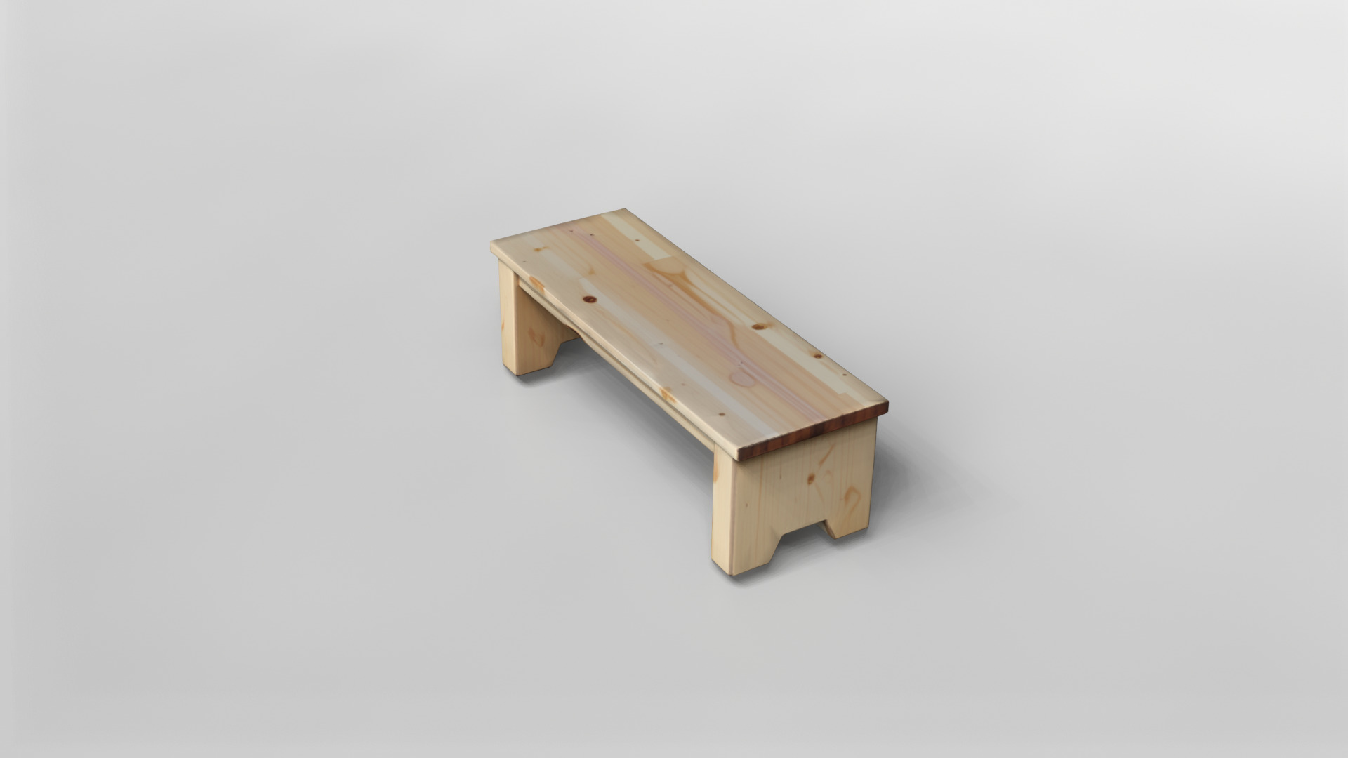 Minimalist Wooden Bench 3D Model 3D model_2