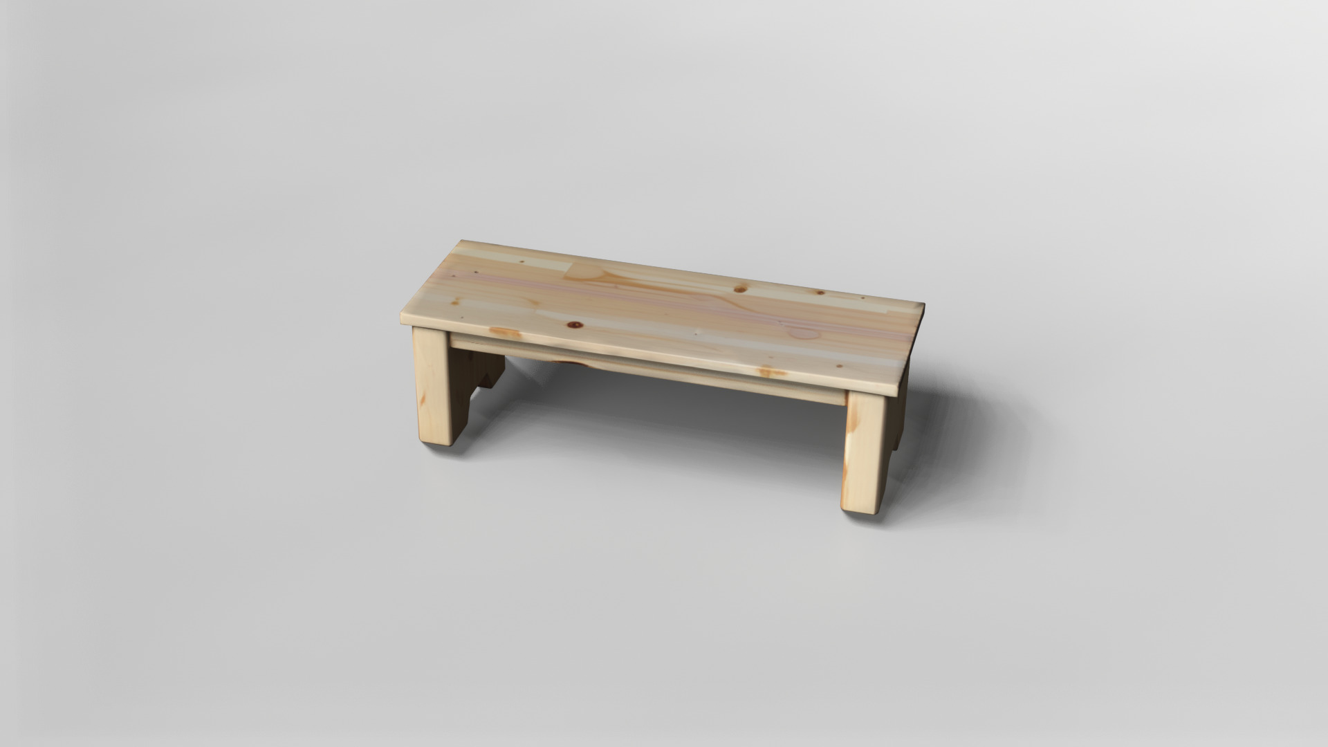 Minimalist Wooden Bench 3D Model 3D model_1