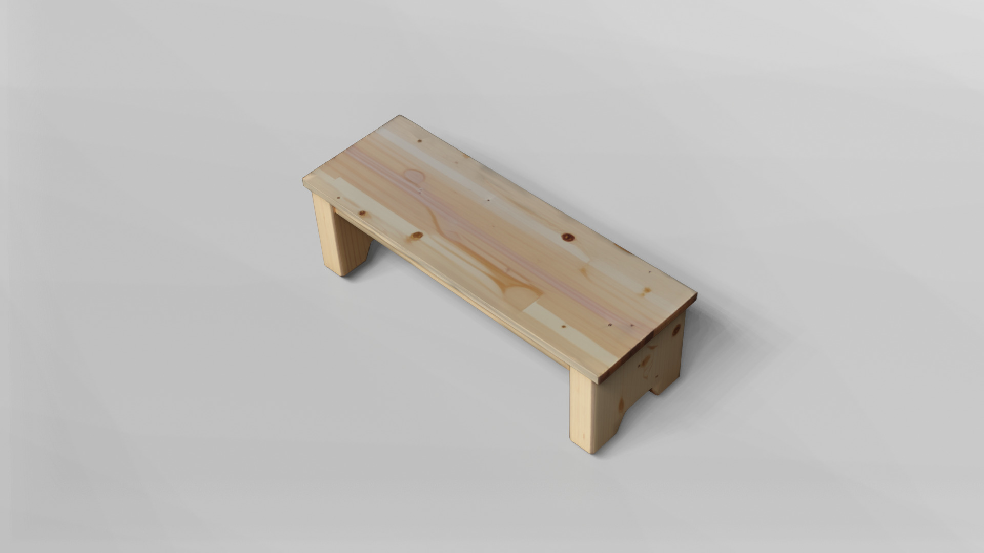 Minimalist Wooden Bench 3D Model 3D model_4