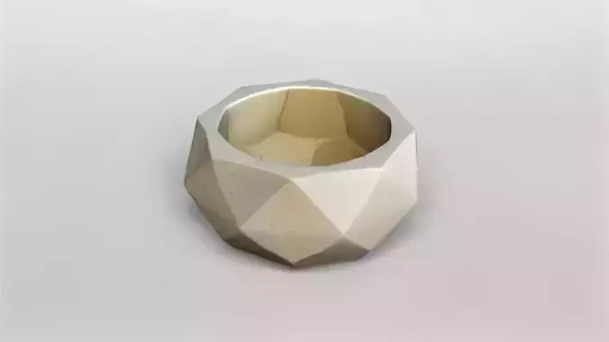 Geometric Faceted Stone Bowl