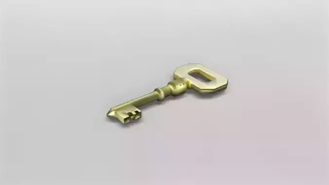 Vintage Brass Skeleton Key 3D Model