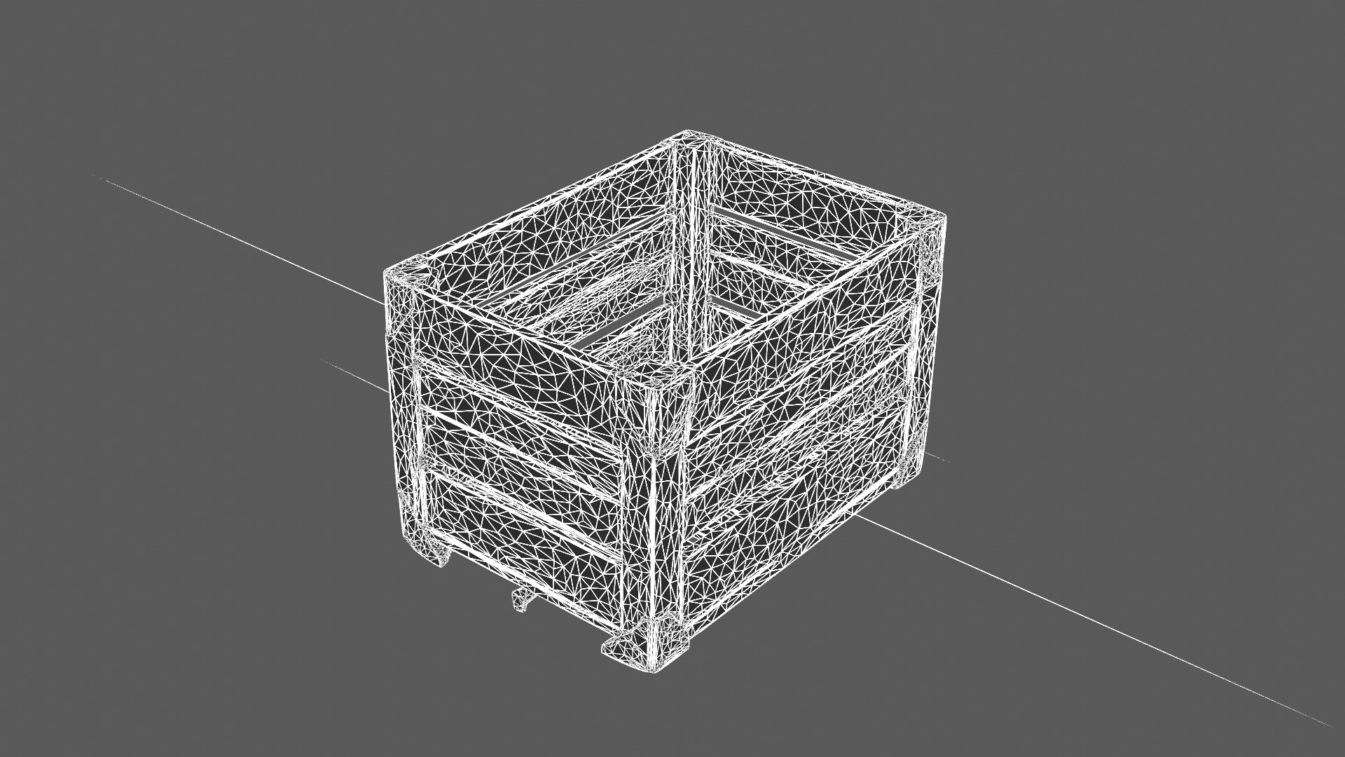 Wooden Storage Crate with Metal Reinforcements 3D Model 3D model_8
