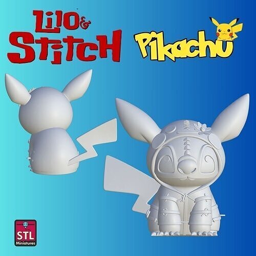 Pikachu as Stitch and Stitch as Pikachu 3D print model