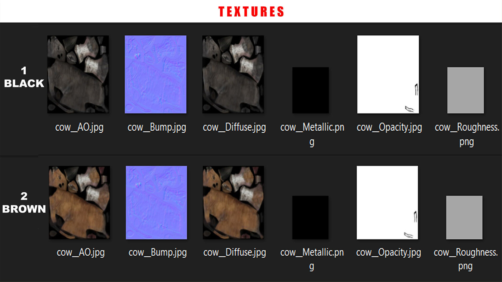 COW ANIMATED 4 COLORS 2 Low-poly 3D model_4