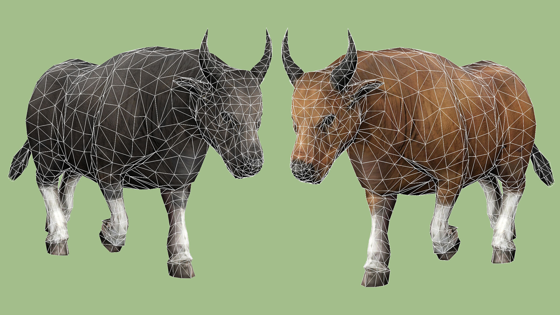 COW ANIMATED 4 COLORS 2 Low-poly 3D model_2