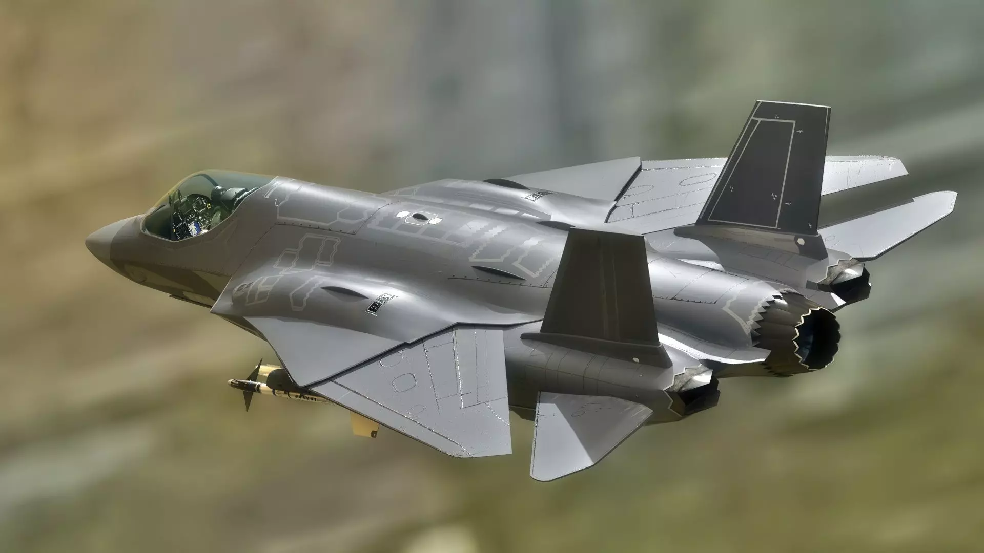Custom Fighter Jet with Cockpit -Rigged - Changable Decal Texts Low-poly 3D model