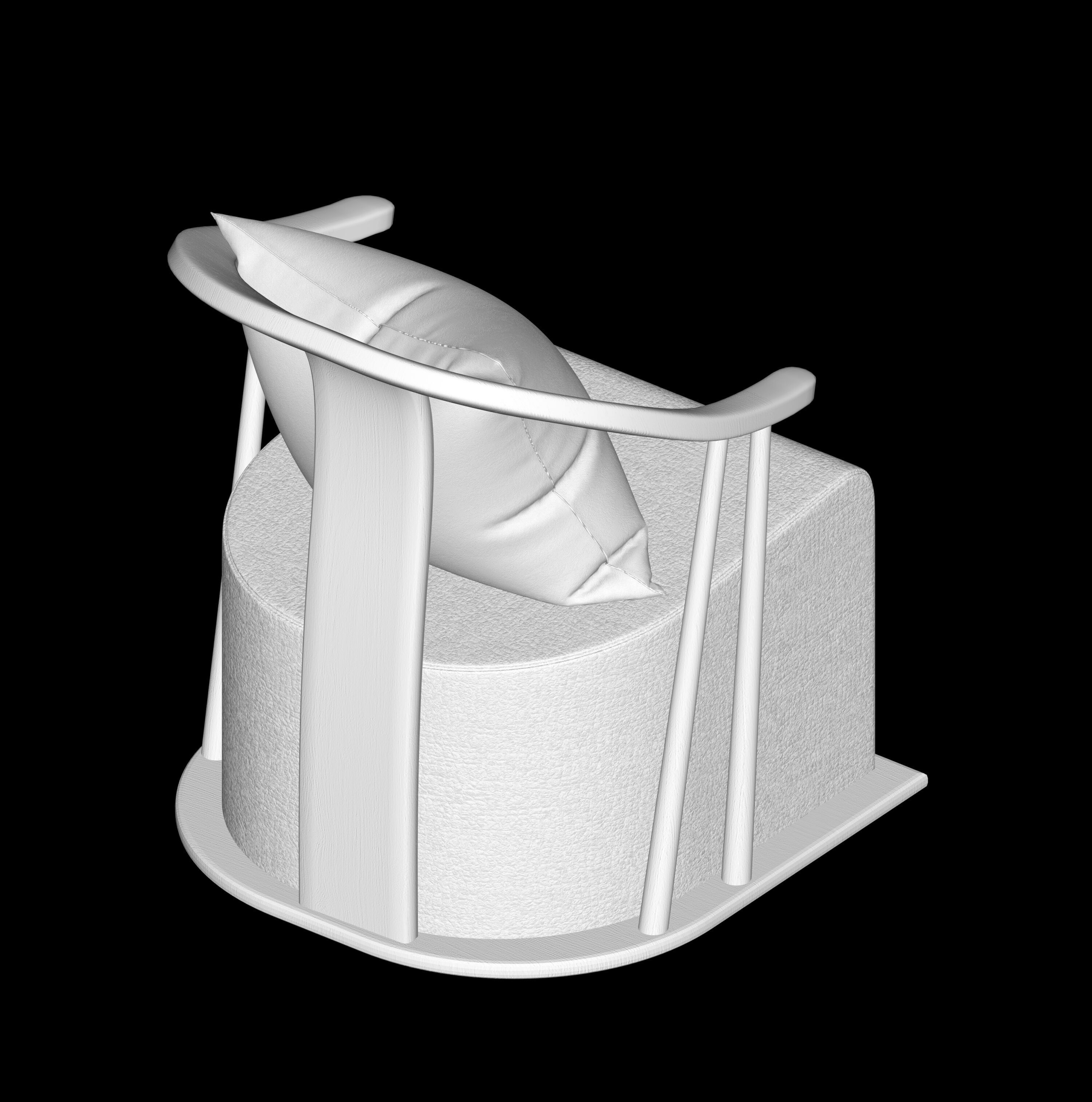 Japanese style single sofa 3D model_6