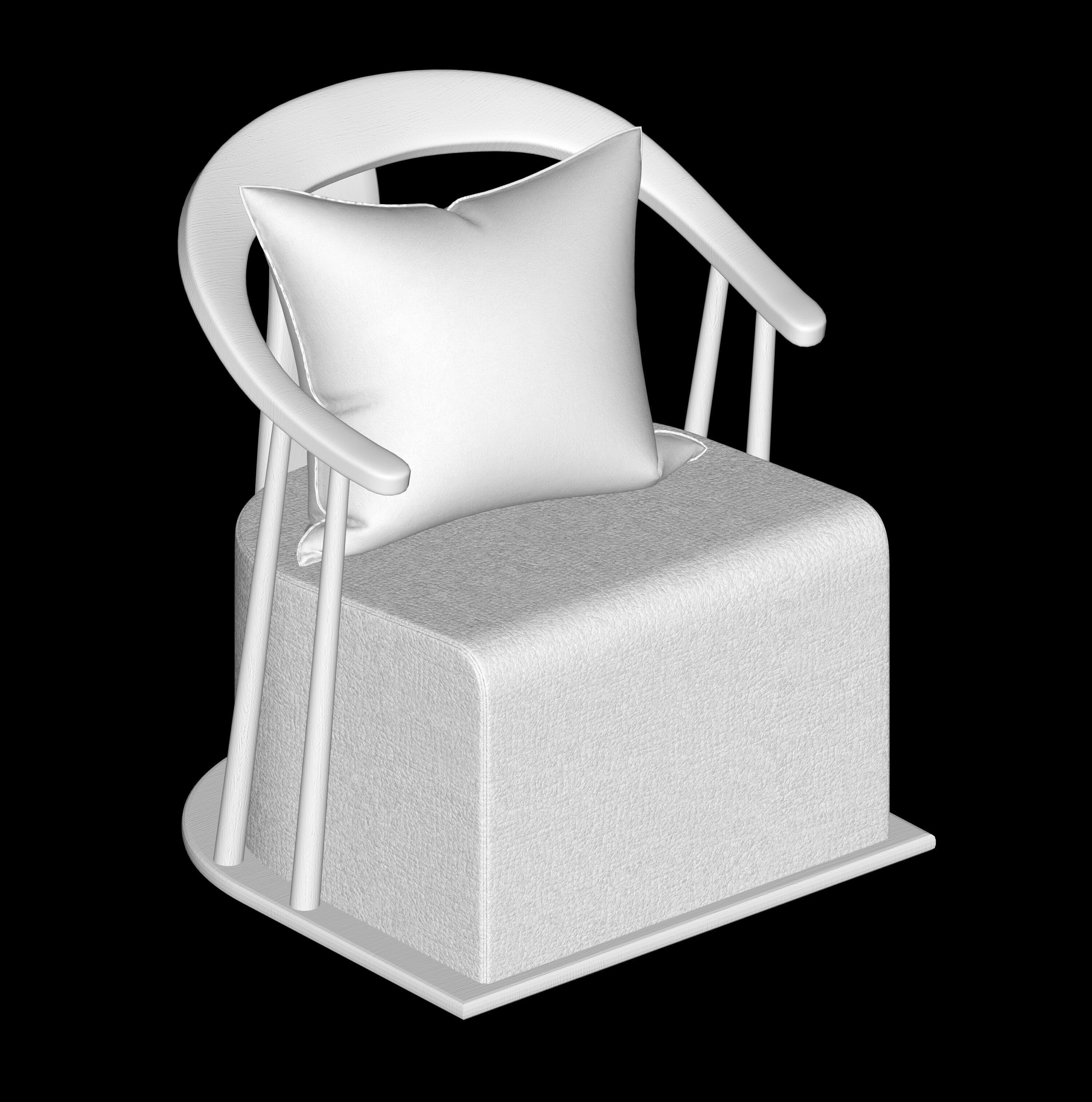 Japanese style single sofa 3D model_7