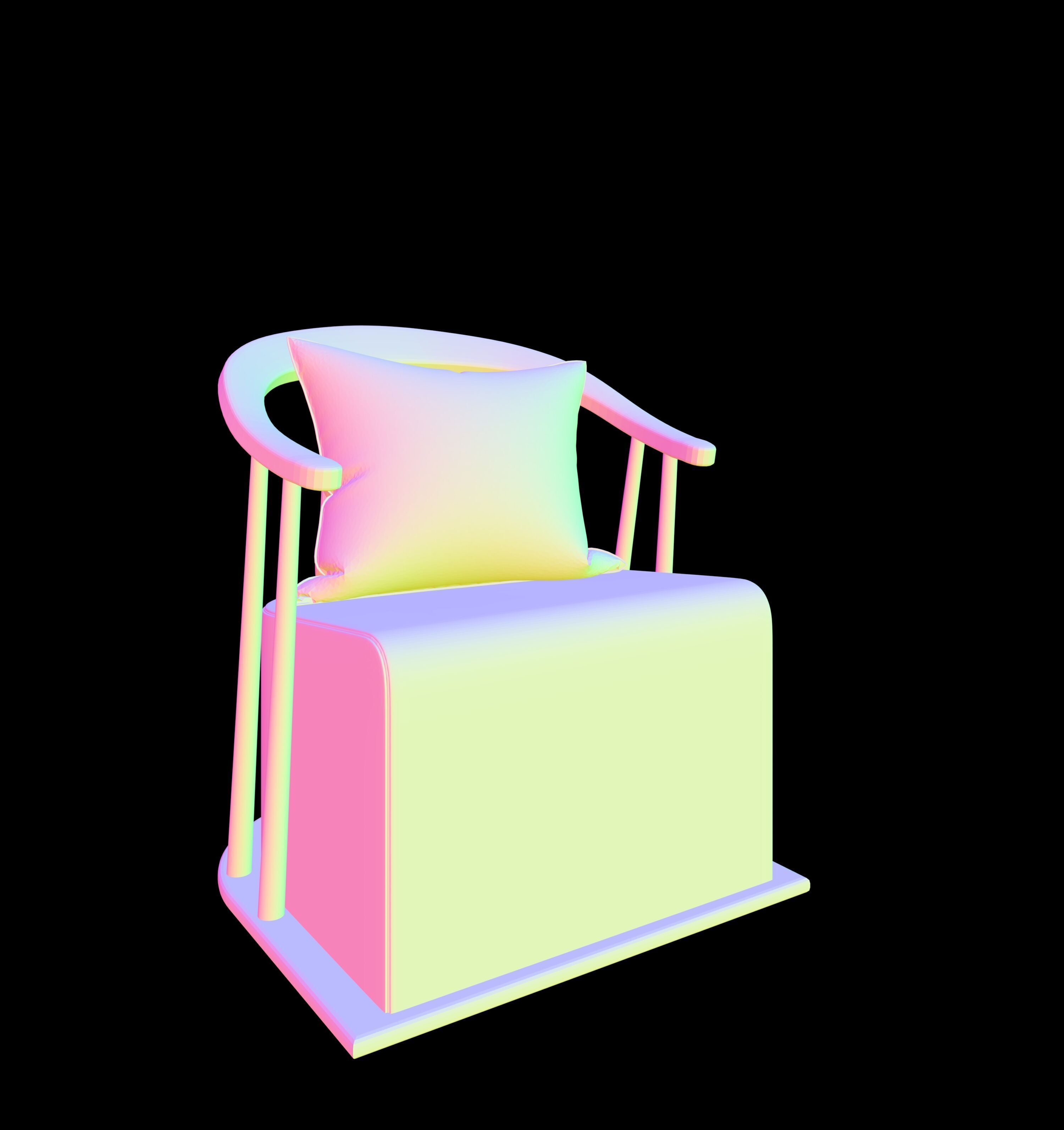 Japanese style single sofa 3D model_4