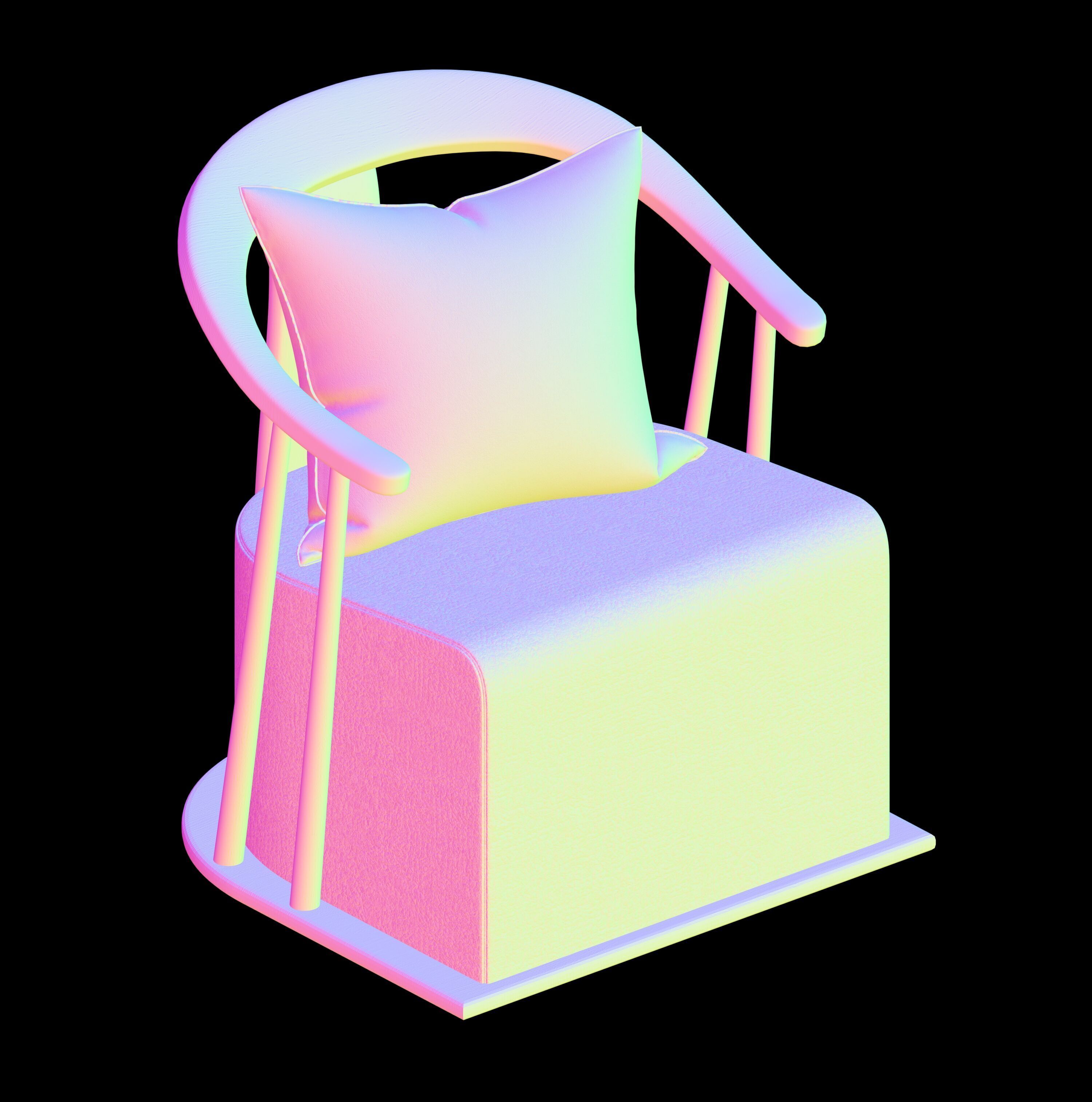 Japanese style single sofa 3D model_3