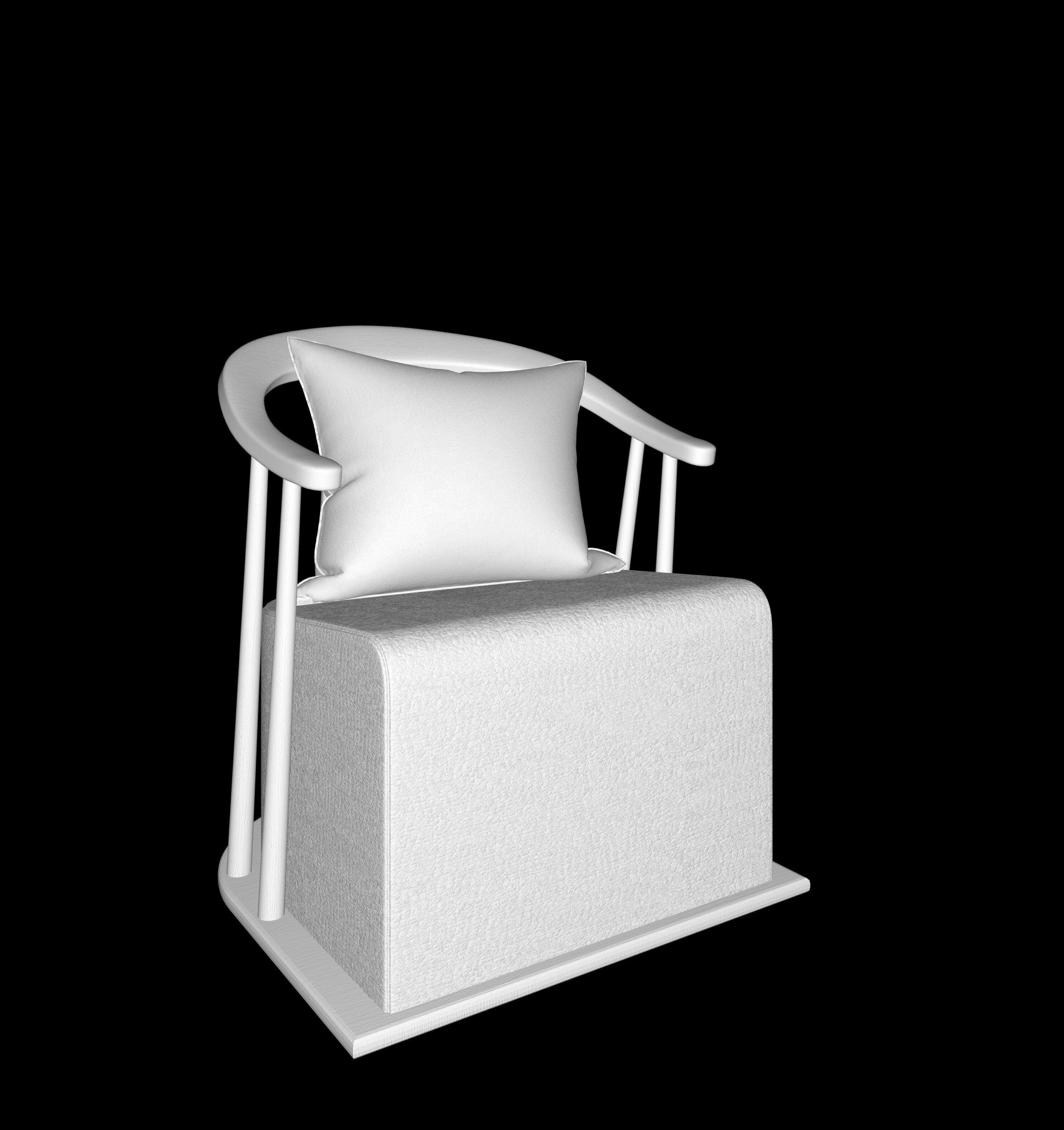 Japanese style single sofa 3D model_8