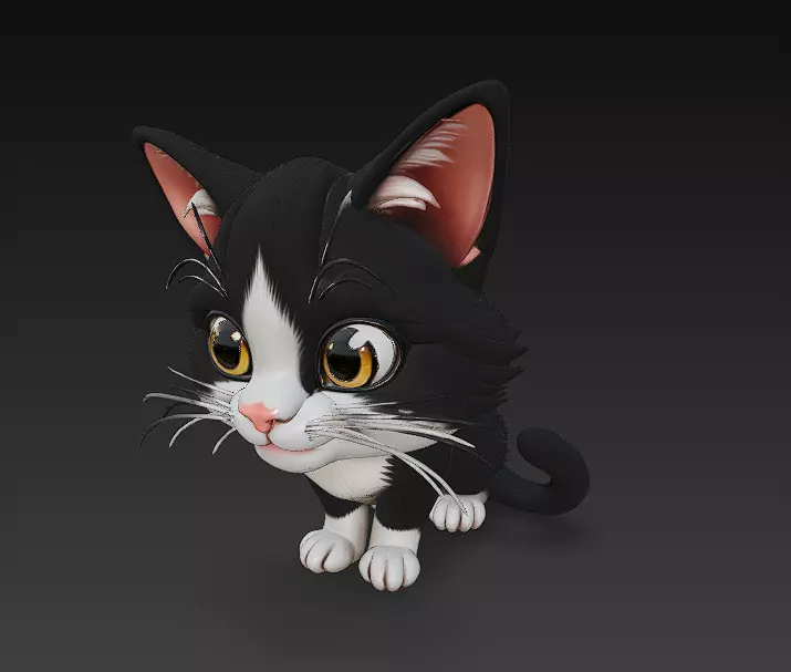 Cat Kitten Realistic 3D Model Basic - Low Poly Realistic Low-poly 3D model_0