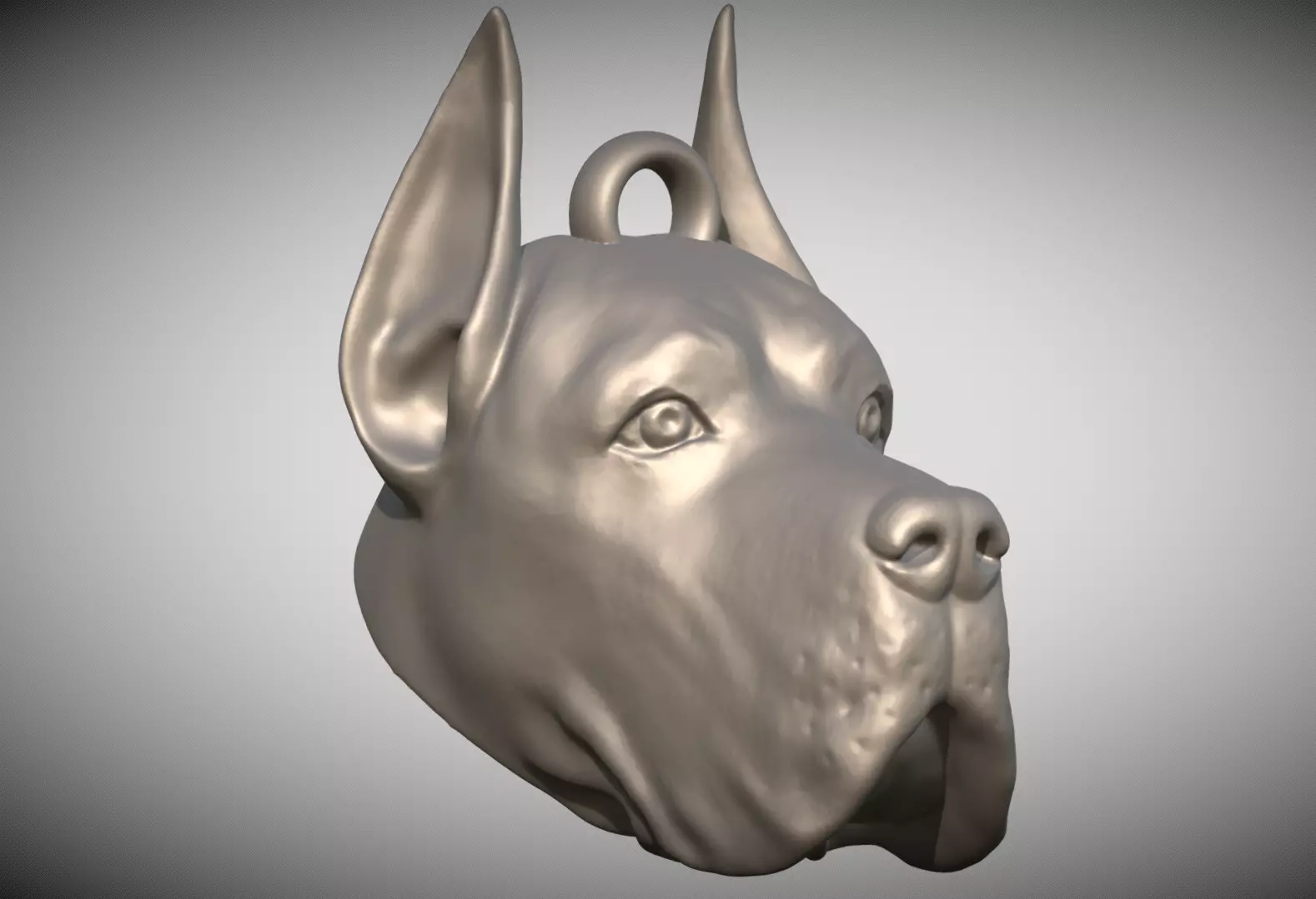 Great Dane head key ring ready for 3D printing 3D print model_0