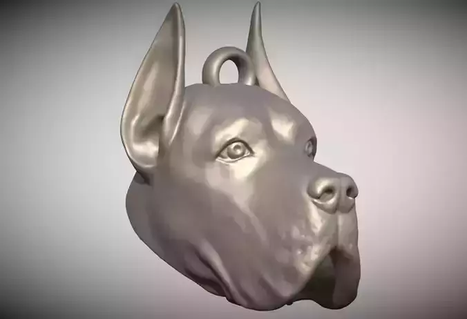 Great Dane head key ring ready for 3D printing 3D print model