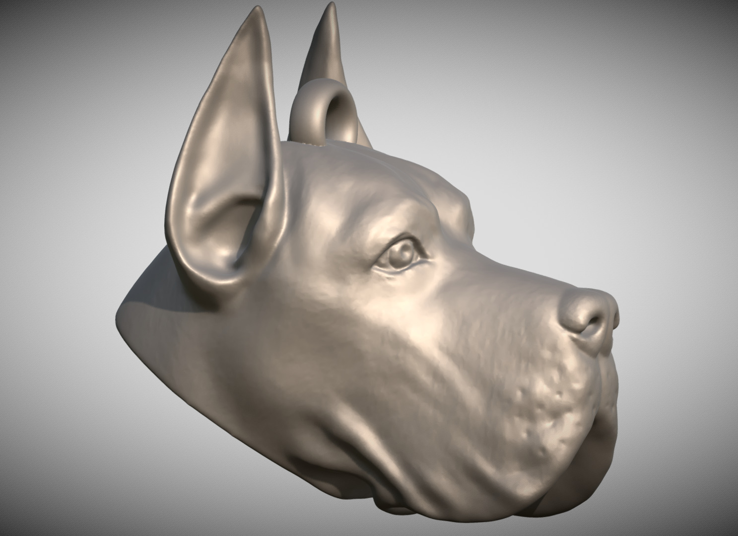 Great Dane head key ring ready for 3D printing 3D print model_1