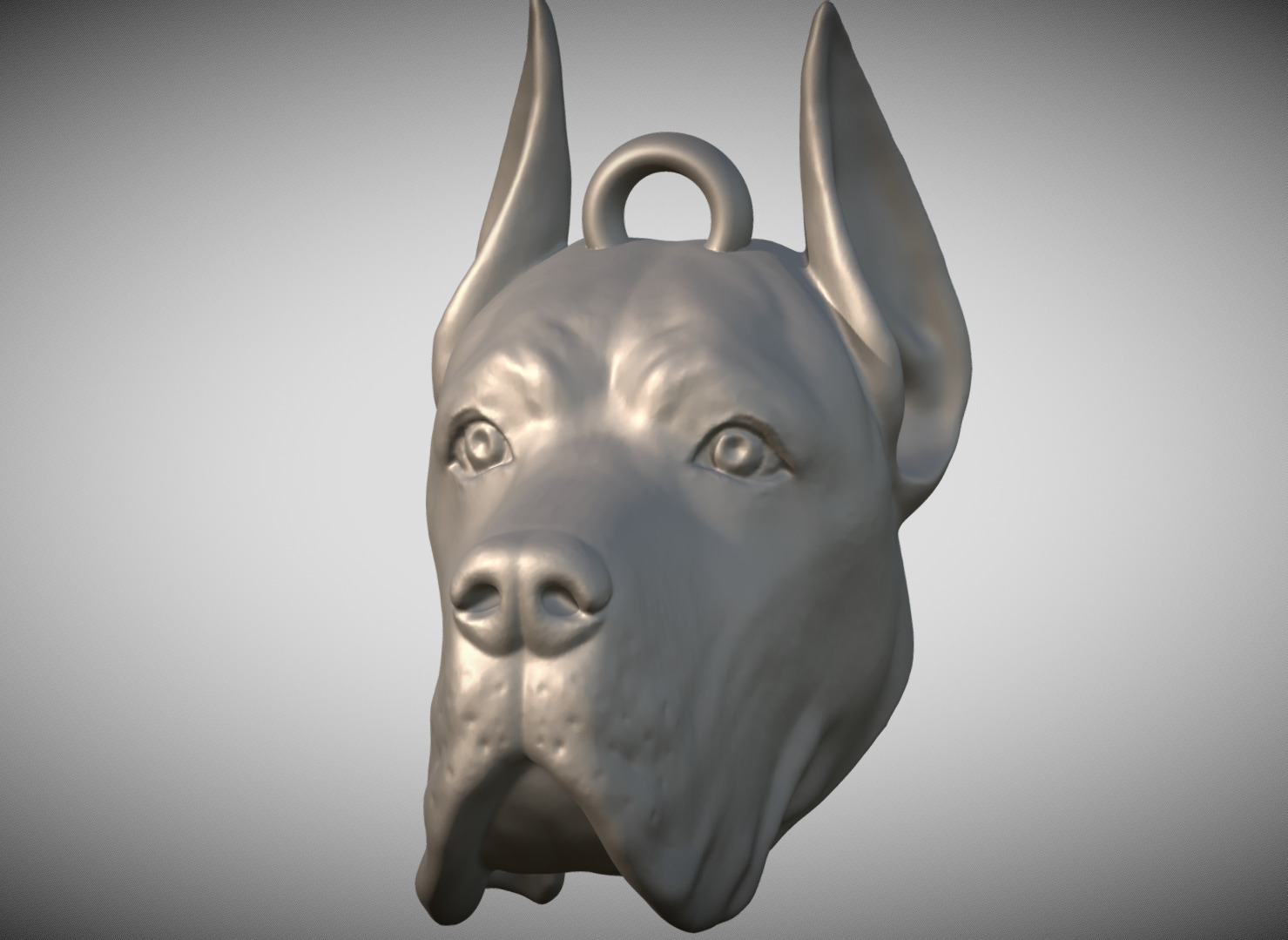 Great Dane head key ring ready for 3D printing 3D print model_7