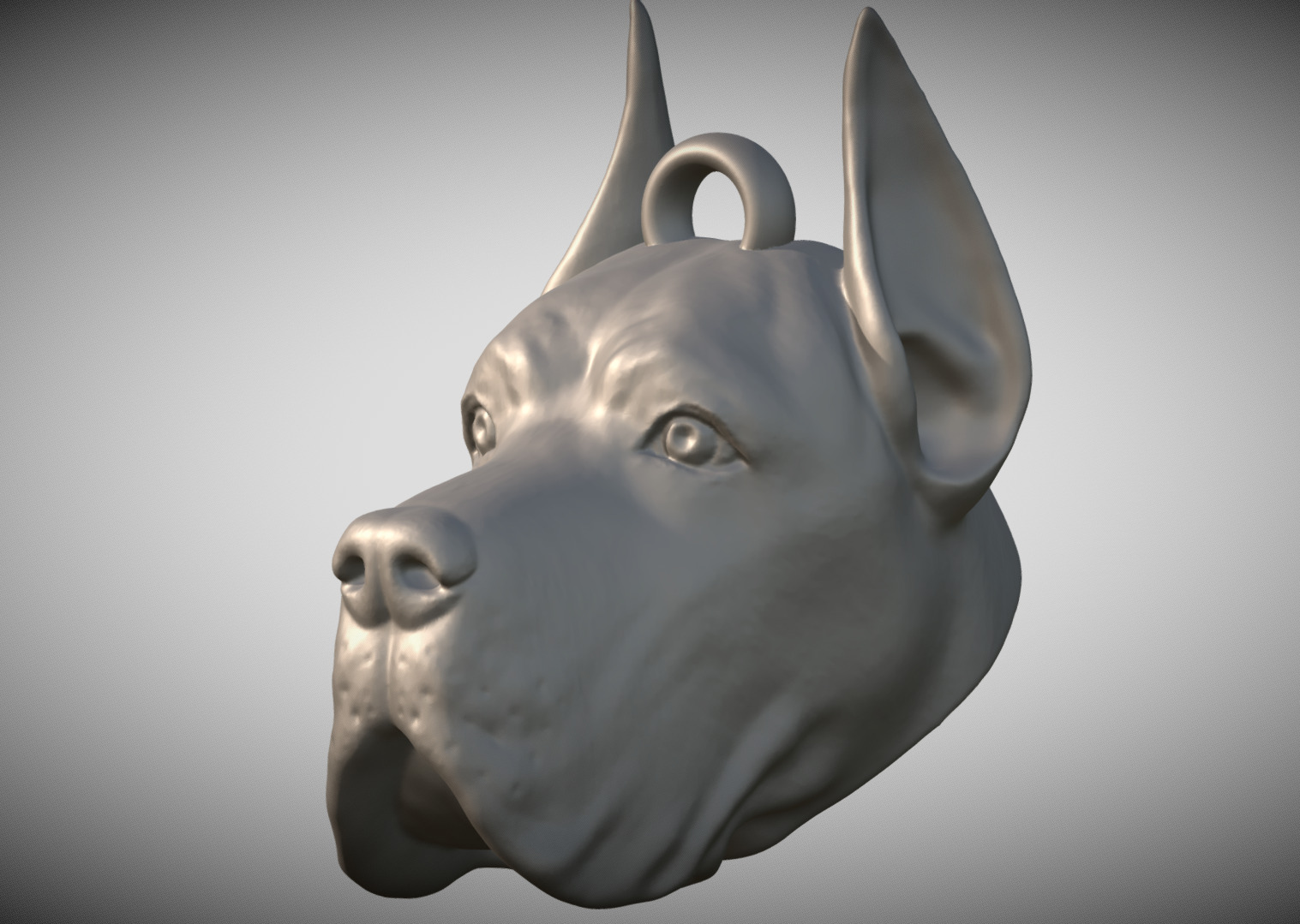 Great Dane head key ring ready for 3D printing 3D print model_6