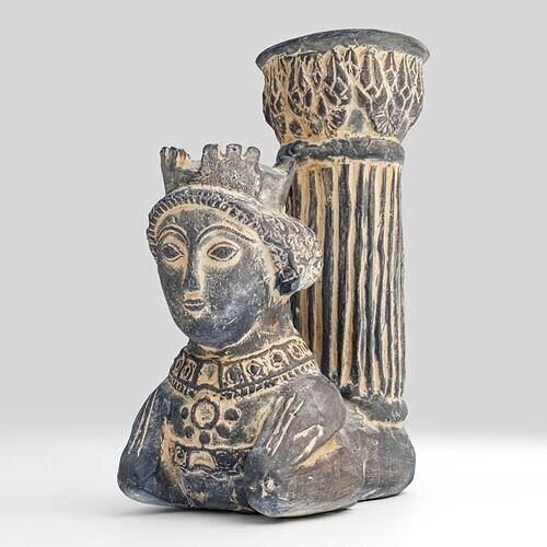 Scanned ancient female cup statue Low-poly 3D model