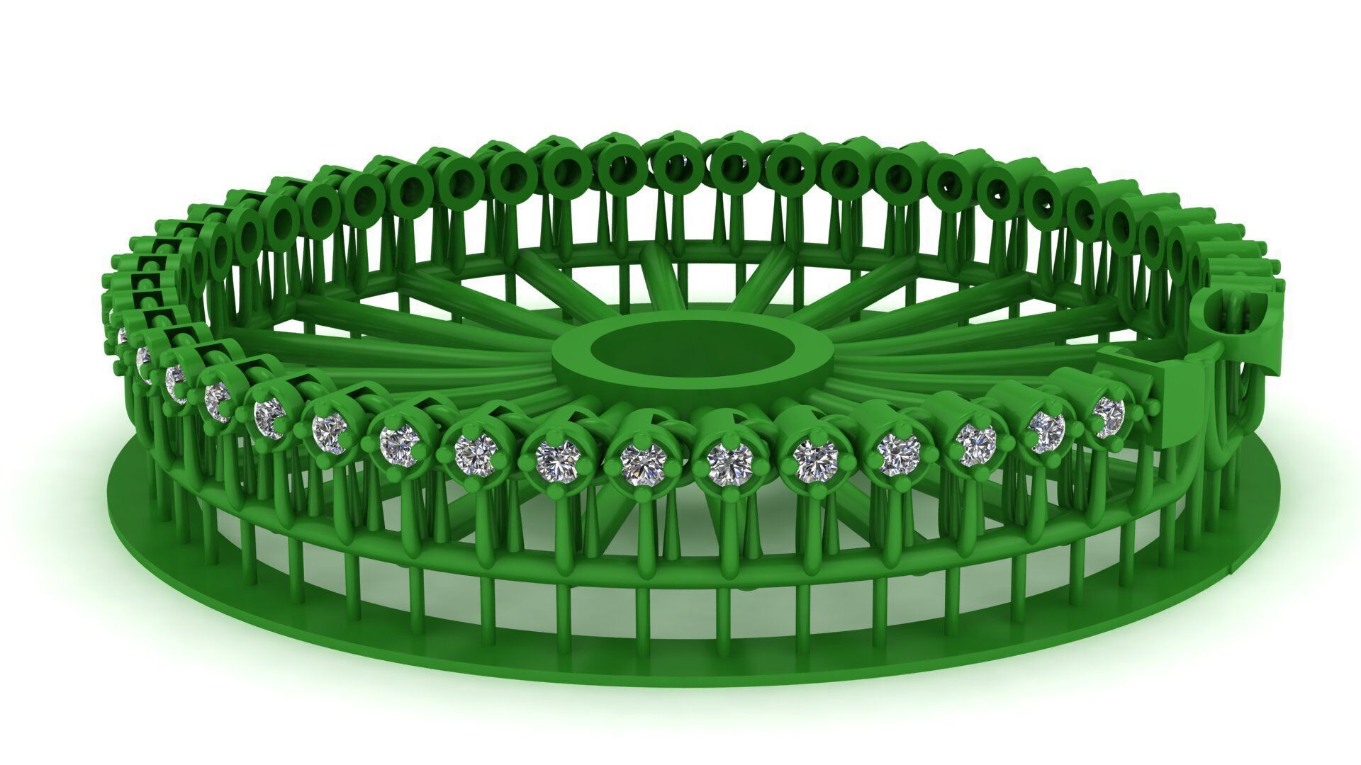 1ST SIZE OF SPIRAL Elegant Single Stone 3D Printed Bracelet 3D print model_2