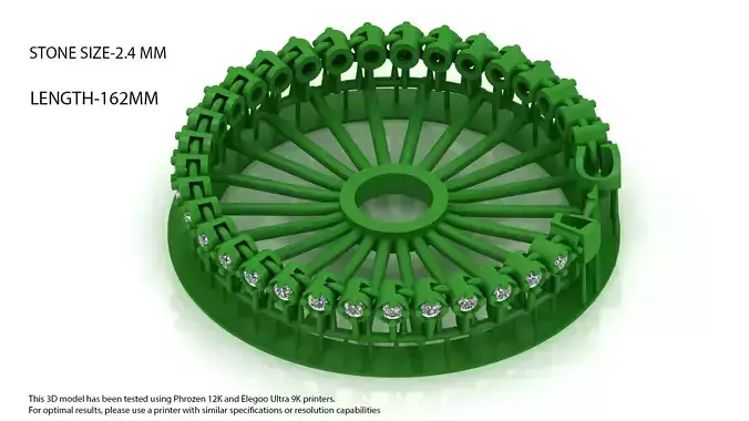 3RD SIZE OF Elegant Single Stone 3D Printed Bracelet