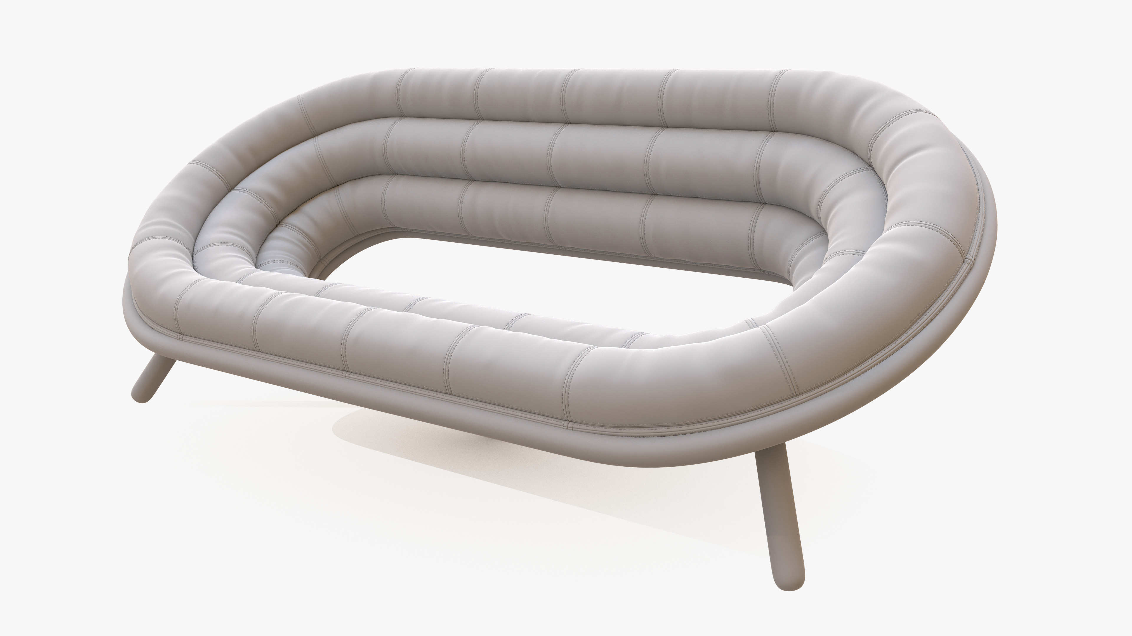 Sofa Round Leather 3D model_9