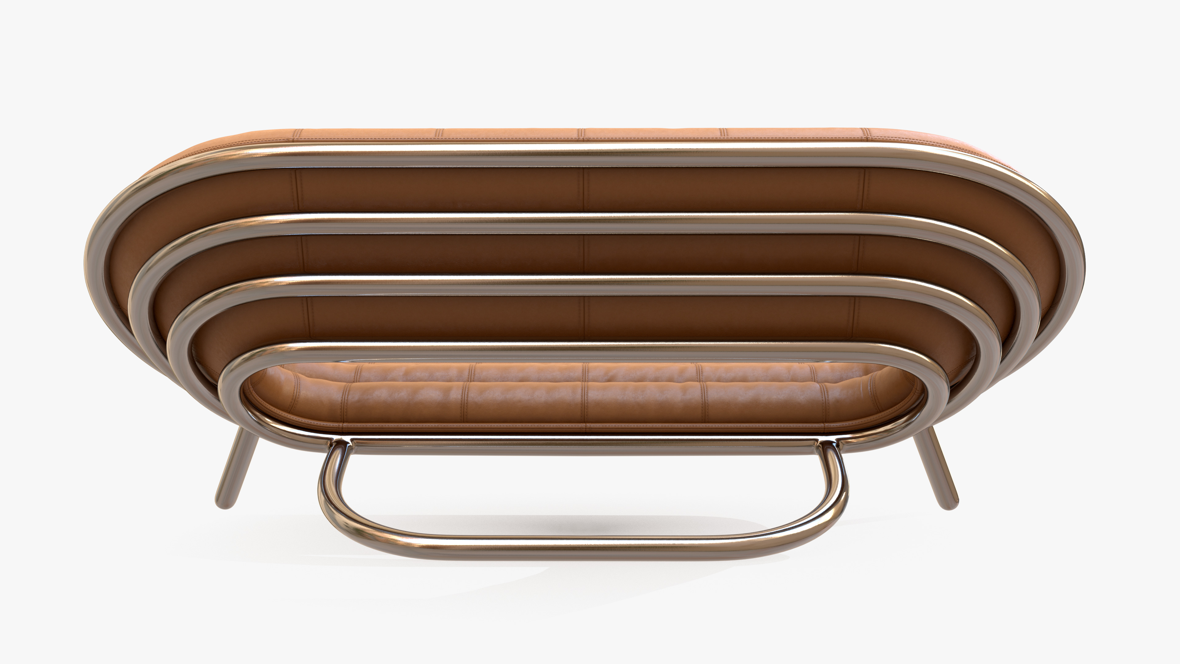 Sofa Round Leather 3D model_3